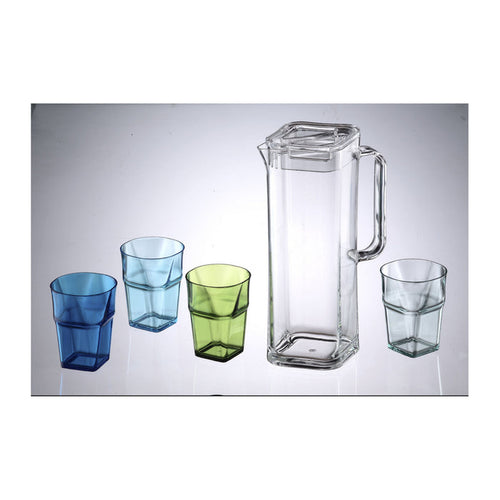 1.7L SQUARE PITCHER W/ 4 NESTING TUMBLERS
