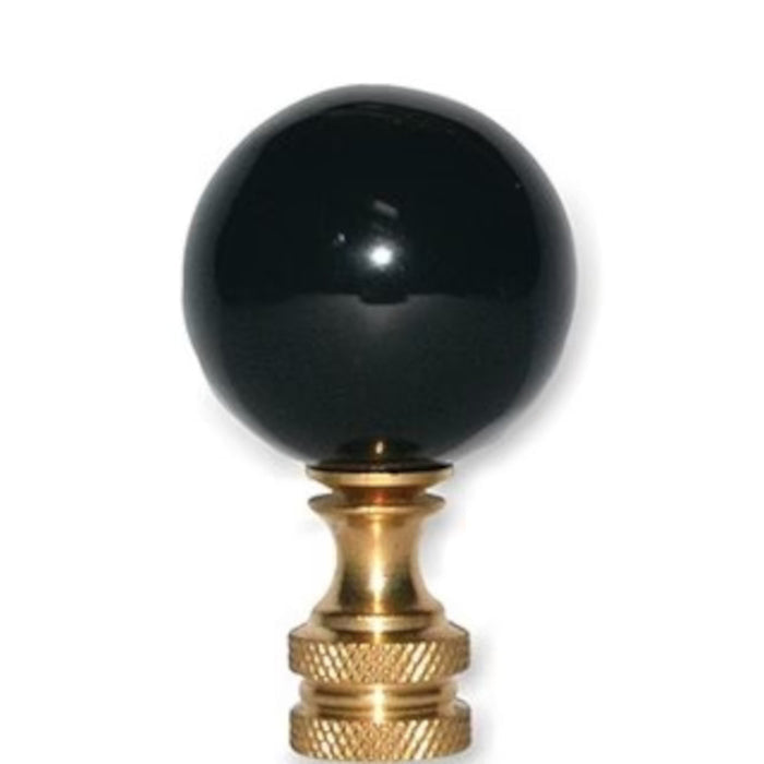 25mm Genuine Black Obsidian Ball Finial - Brass