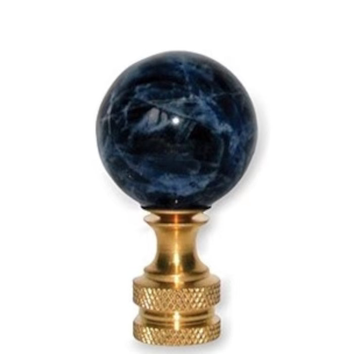 25mm Genuine Blue Sodalite Ball Finial - 1¾" h Brass