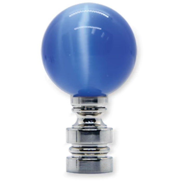 30mm Blue Glass Cat's Eye Finial - 2" h Polished Nickel