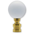 30mm Frosted Glass Ball Finial - 2" h Polished Brass