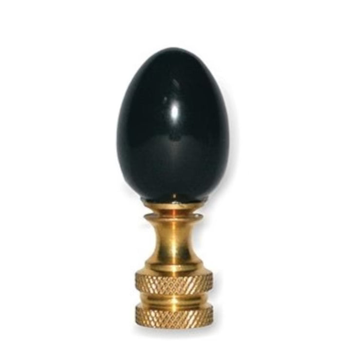 30mm Genuine Black Obsidian Egg Finial - 2" h Brass