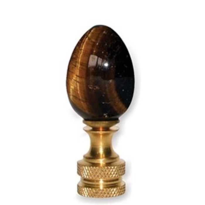 30mm Genuine Tiger's Eye Egg Finial - Brass