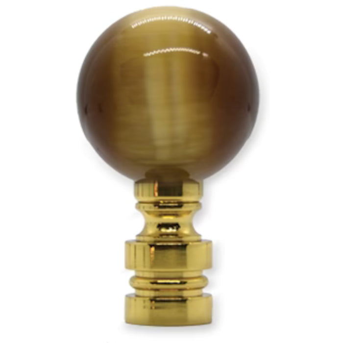 30mm Genuine Tiger's Eye Finial - 2" h Brass