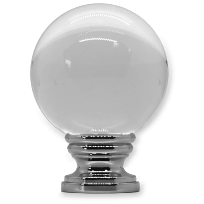 35mm Clear Glass Ball Finial - 2" h Polished Nickel