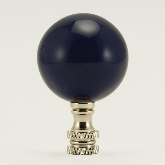 40mm Navy Ceramic Ball Finial - Polished Nickel