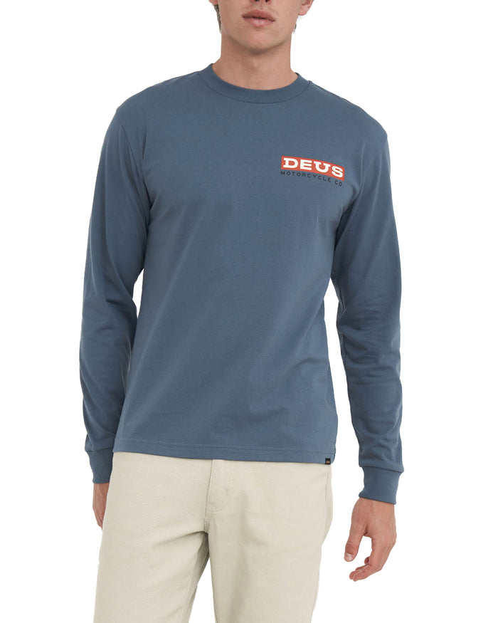Bigdee Long Sleeve Tee - Bluestone, view 1|Model
