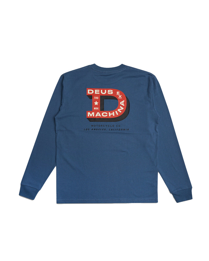 Bigdee Long Sleeve Tee - Bluestone, view 7|Flatlay