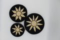 Black radiance handwoven set of 3 wall art ( black and neutral)