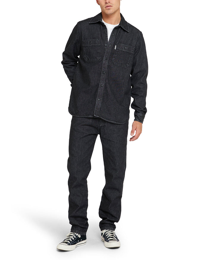 Boston Denim Shirt - Washed Black, view 4|Model