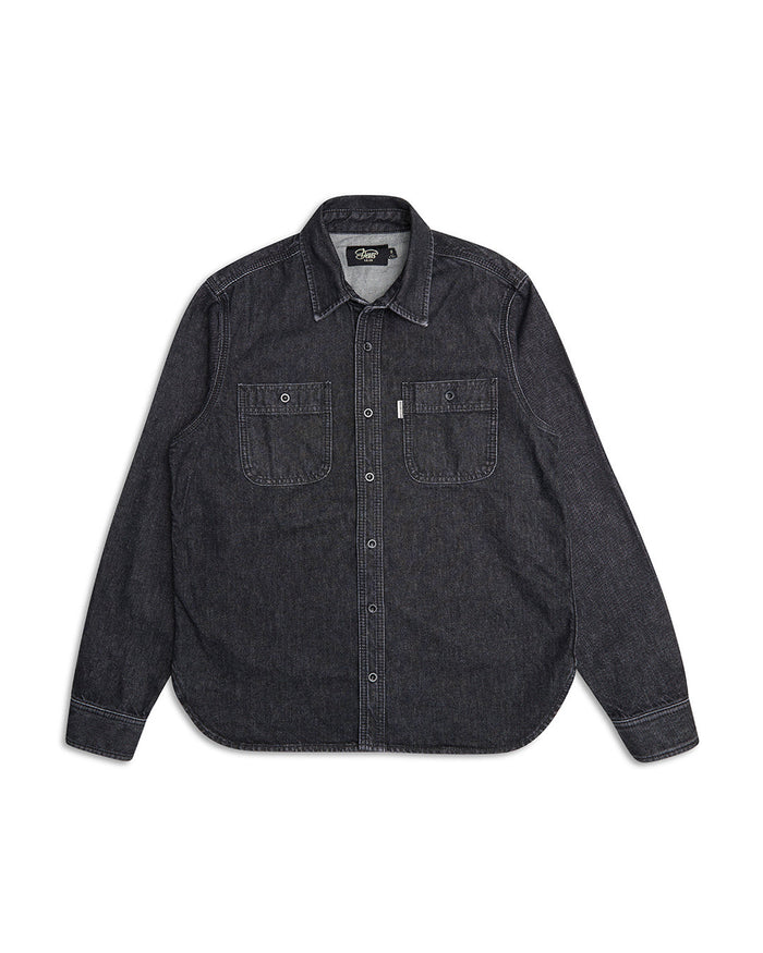 Boston Denim Shirt - Washed Black, view 6|Flatlay