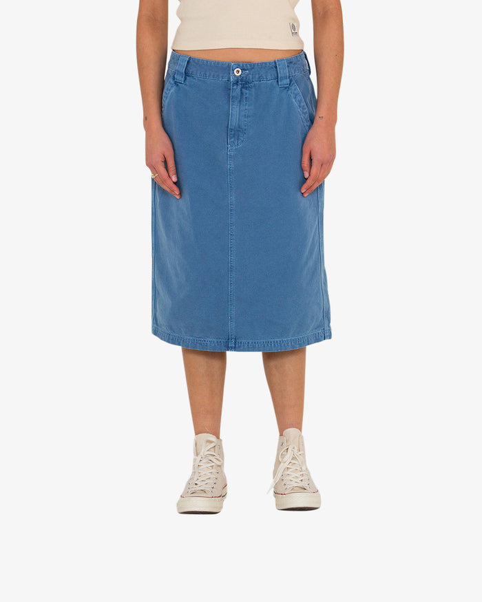 Canvas Irene Skirt - Overdyed Light Indigo, view 1|Model