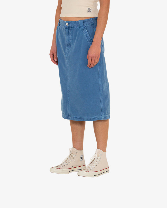 Canvas Irene Skirt - Overdyed Light Indigo, view 3|Model