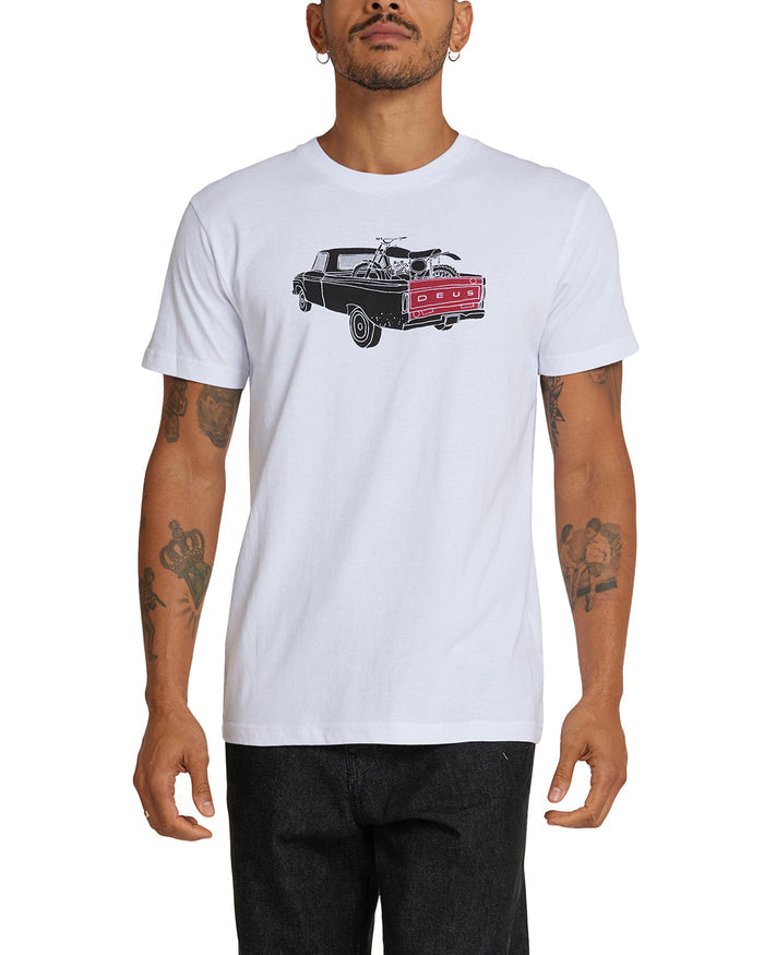 Carby Pickup Tee - White, view 1|Model