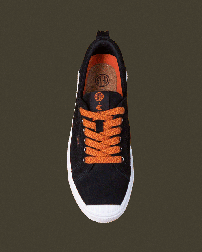 Cariuma OCA Low Men's Suede Sneaker - Black, view 5|Flatlay