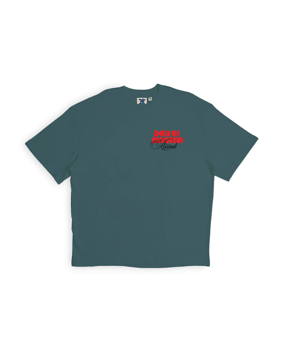 Caution Tee - Work Green, view 1|Flatlay