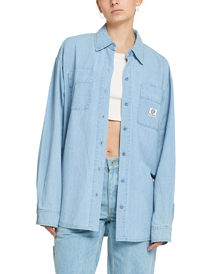 Christelle Overshirt - Light Chambray, view 1|Model