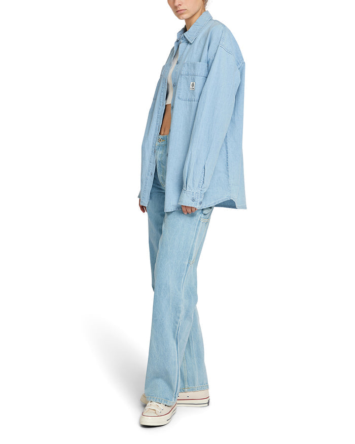 Christelle Overshirt - Light Chambray, view 3|Model