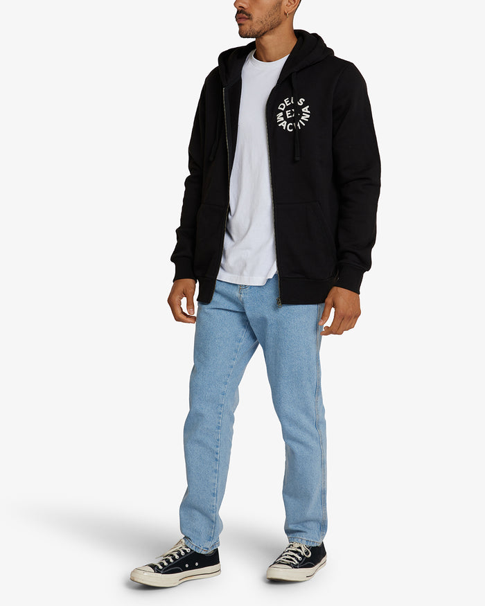 Circle Logo Hoodie - Black, view 3|Model