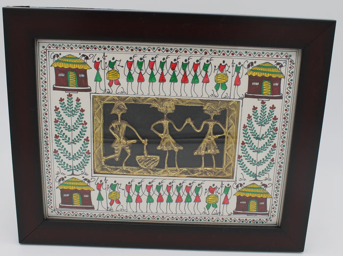 Circle of Celebration:  Dhokra–Warli Mixed Wall Art