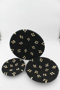 Classic black dot handwoven set of 3 wall art (Black)