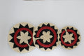 Classic red spiral handwoven set of 3 wall art (Maroon and black)