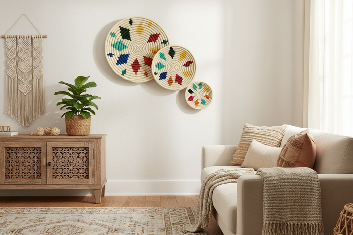 ColorPop handwoven set of 3 wall art