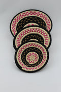 Colourfusion handwoven set of 3 wall art ( Pink and black)