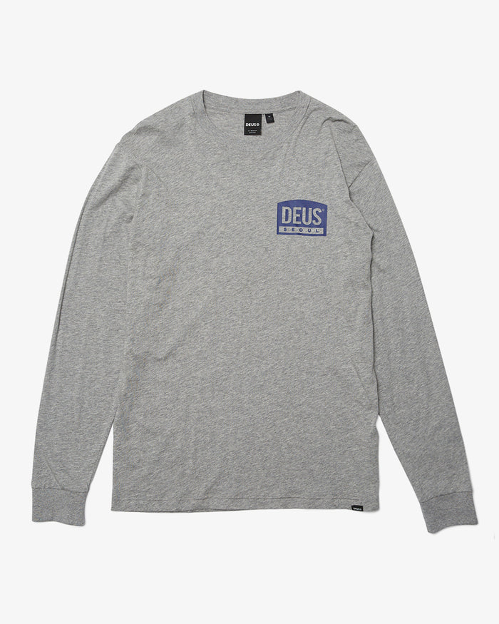Daft Steady Long Sleeve Tee - Grey Marle, view 1|Flatlay
