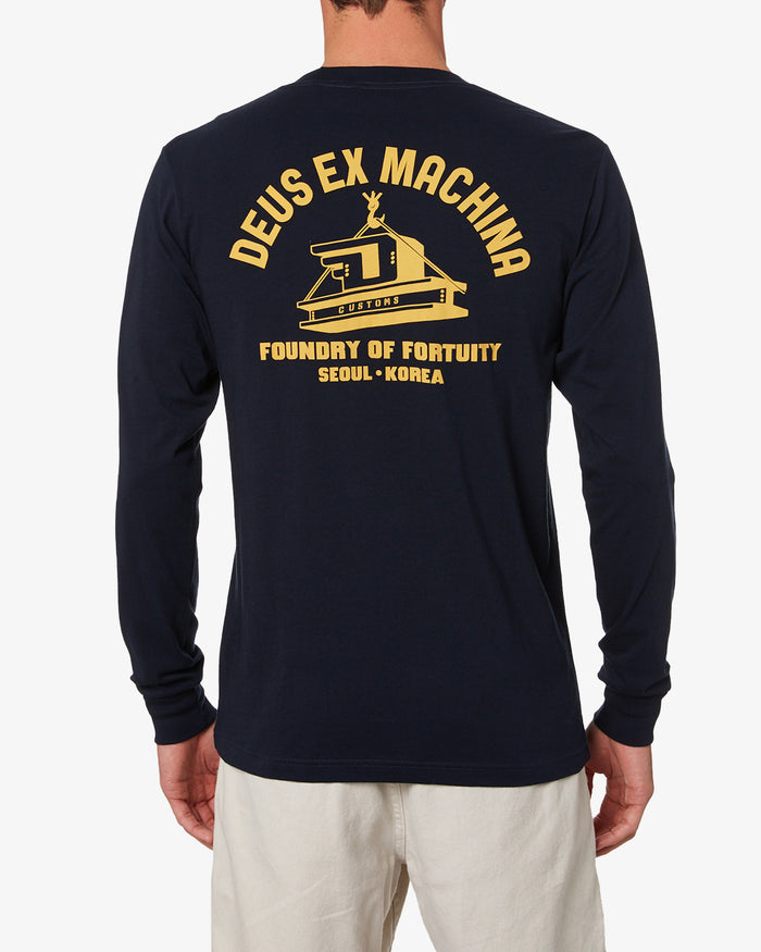 Daft Steady Long Sleeve Tee - Navy, view 2