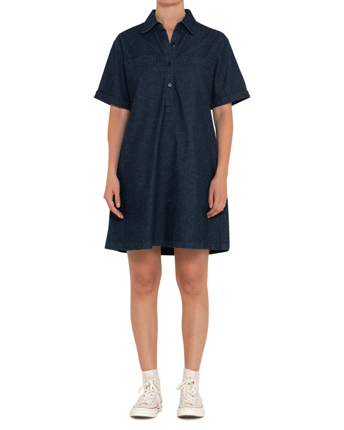 Denim Honour Shirt Dress - Dark Indigo, view 1|Model