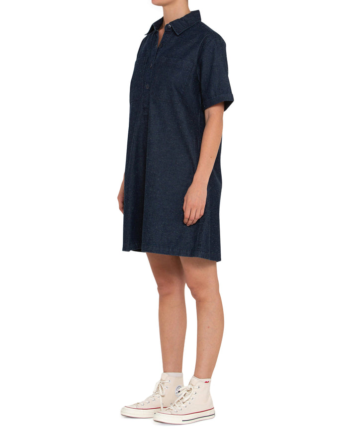 Denim Honour Shirt Dress - Dark Indigo, view 3|Model