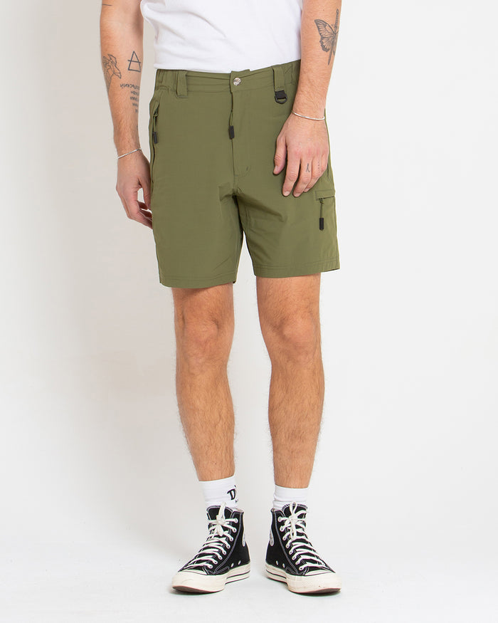 Dweller Trek Short - Capulet Olive, view 1|Model