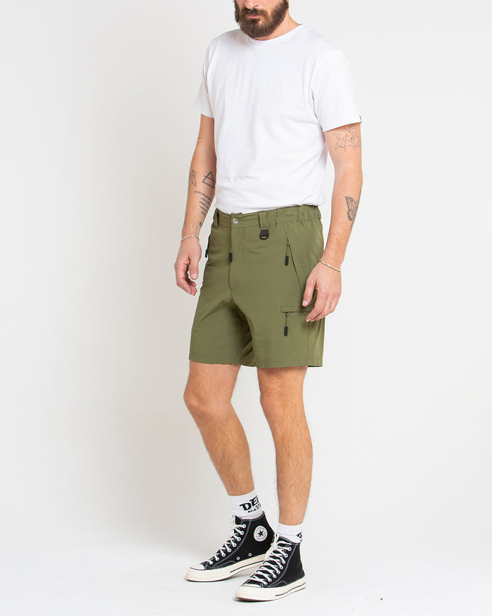 Dweller Trek Short - Capulet Olive, view 3|Model