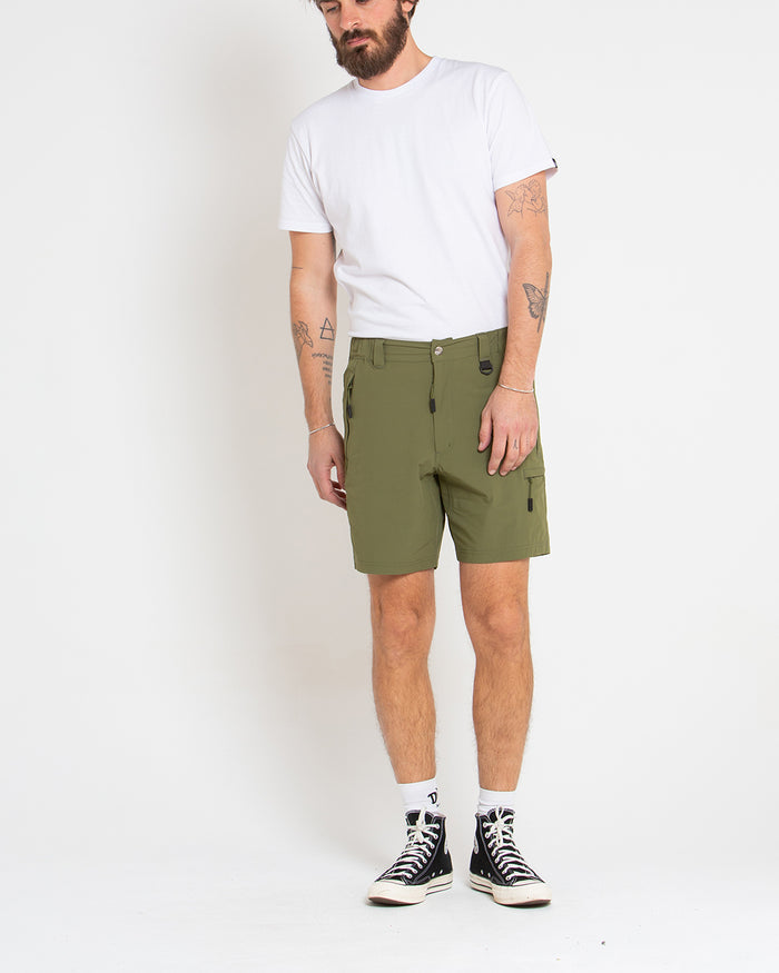 Dweller Trek Short - Capulet Olive, view 4|Model
