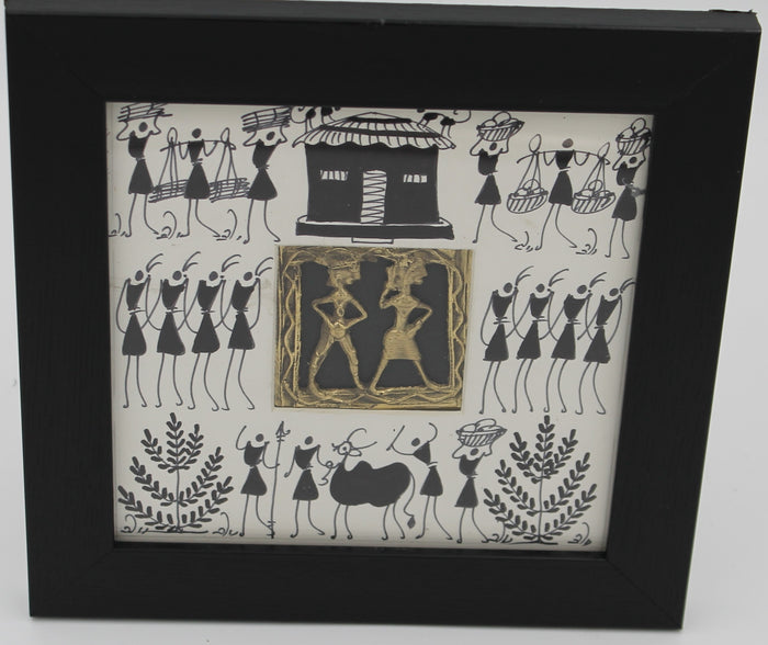 Echoes of Everyday Life:  Dhokra–Warli Mixed Wall Art