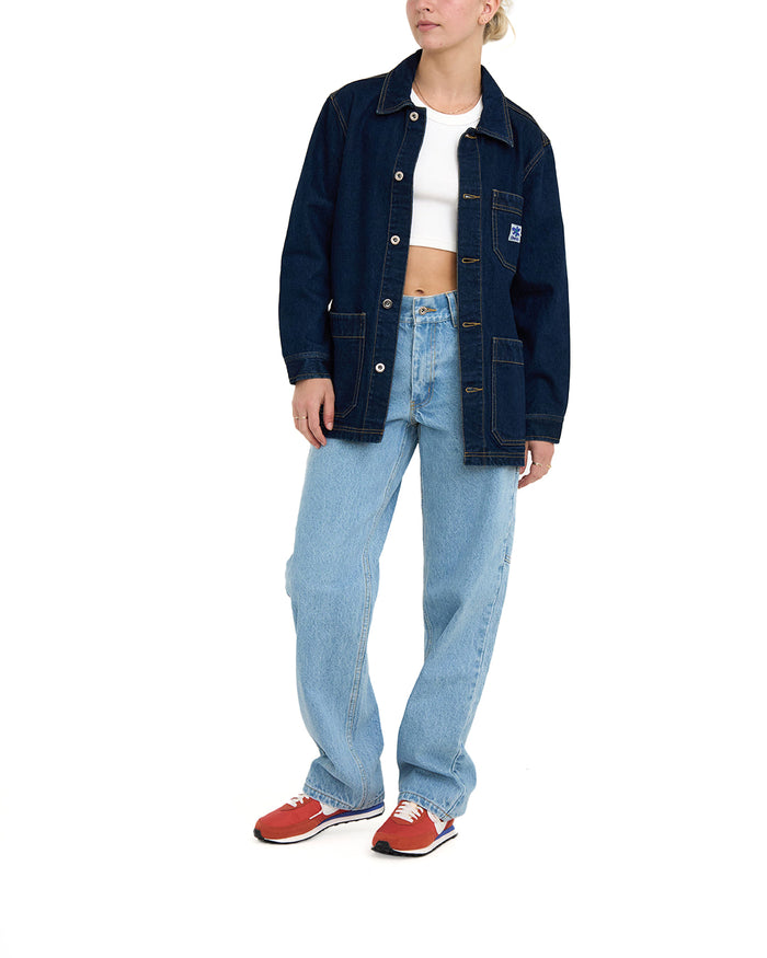 Edee Chore Shirt - Dry Indigo, view 3|Model