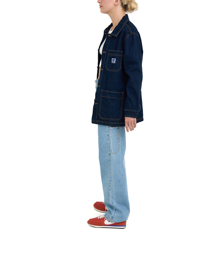 Edee Chore Shirt - Dry Indigo, view 4|Model