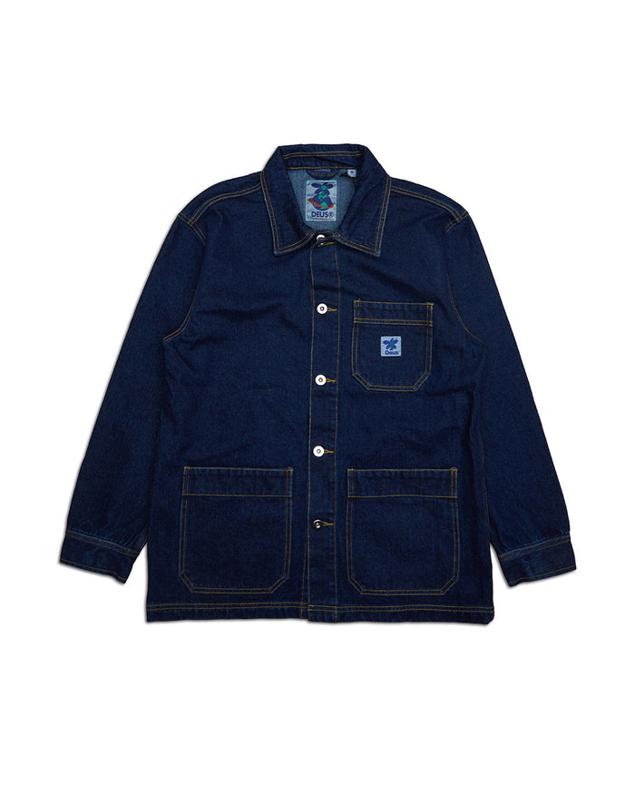 Edee Chore Shirt - Dry Indigo, view 5|Flatlay