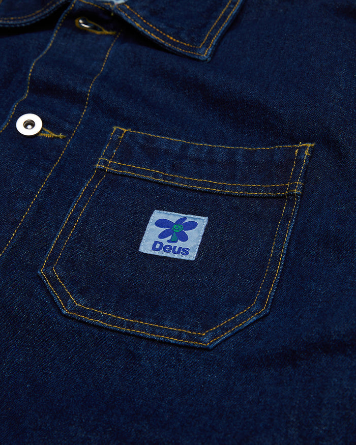Edee Chore Shirt - Dry Indigo, view 7|Flatlay