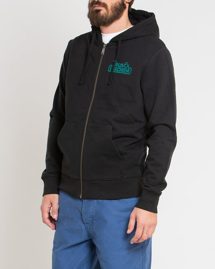 Egg & Beans Zip Hoodie - Black, view 1|Model