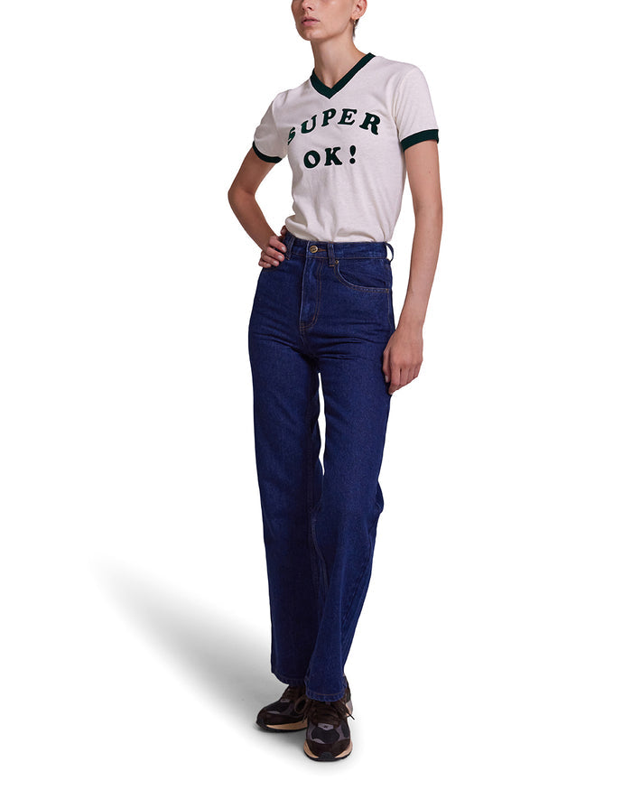 Faye Ringer Tee - White Sand, view 3|Model