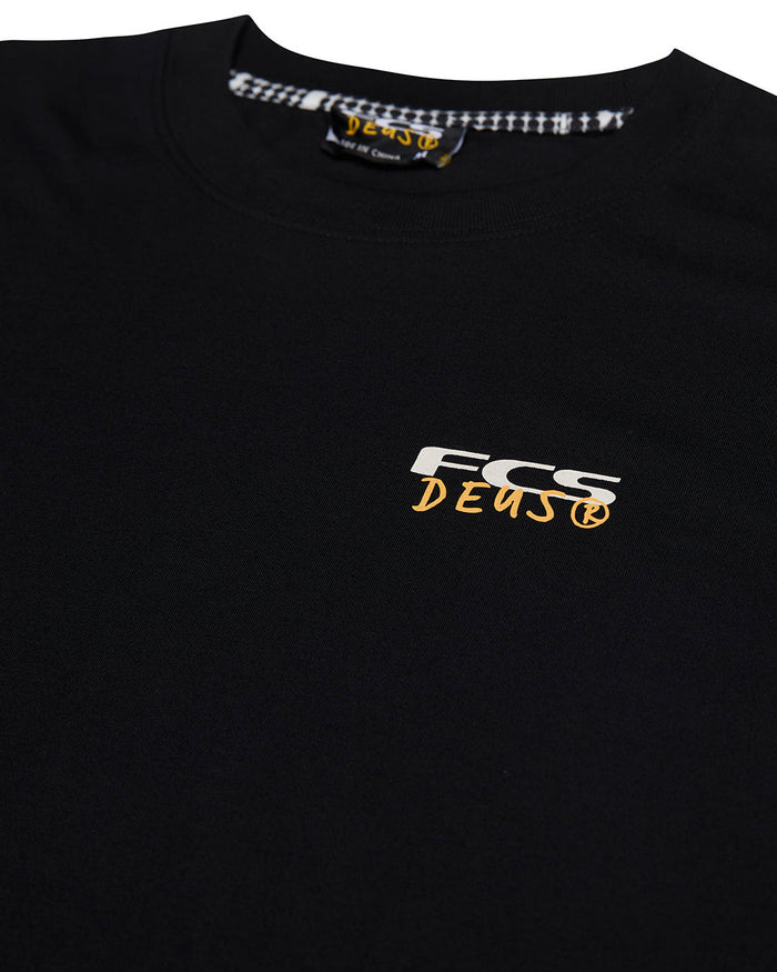 FCS x Deus Tee - Black, view 7|Flatlay