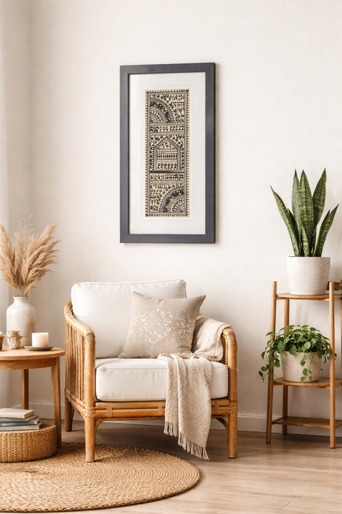 Framed Pattachitra Painting –  Tribal art on tussar silk | Handmade and Timeless
