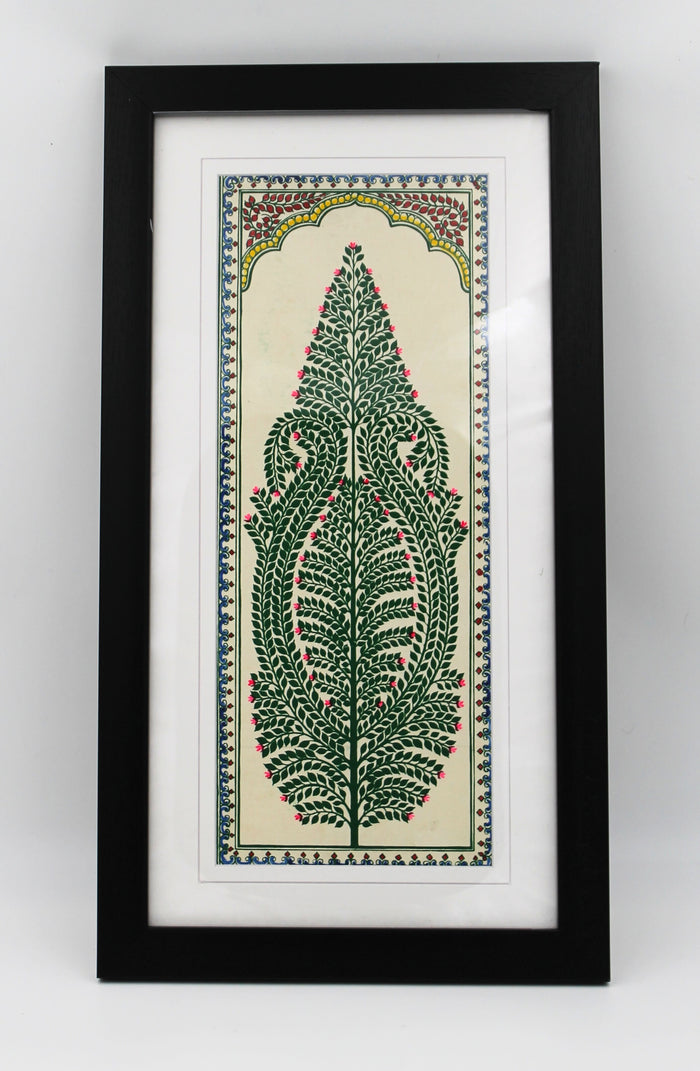 Framed Pattachitra Paintings – Tree of Life painted on Tussar silk with minimalistic design | Handmade and Timeless