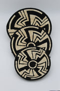 Geomaze handwoven set of 3 wall art( black and neutral)