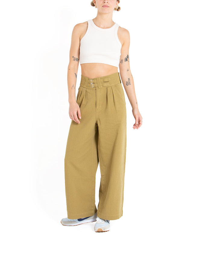 Gray Tailored Pant - Ecru Olive, view 2|Model