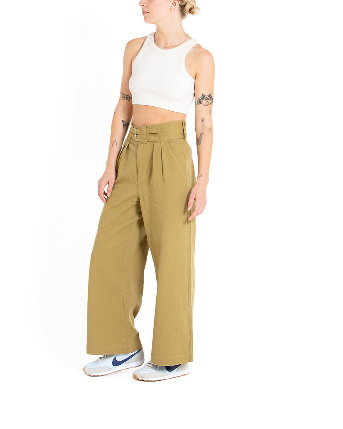 Gray Tailored Pant - Ecru Olive, view 4|Model