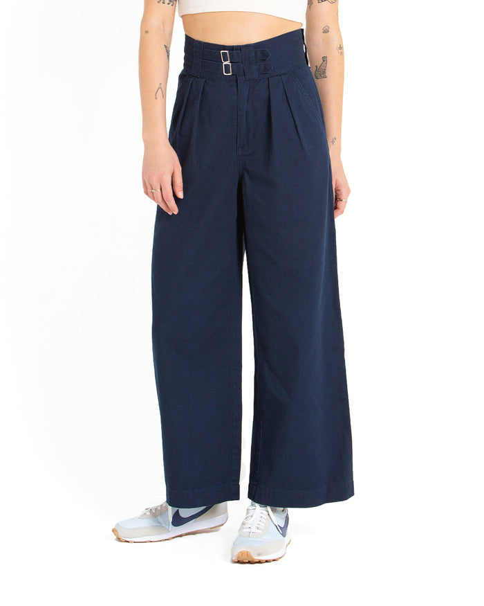 Gray Tailored Pant - Navy, view 1|Model