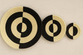 Half-Moon handwoven set of 3 wall art( black and neutral)